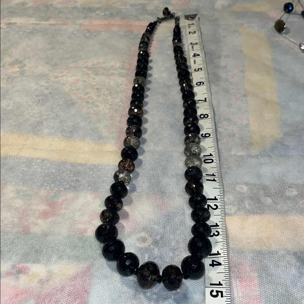 Bold & Chunky Graduated Smokey Quarts Black and White Beaded Necklace